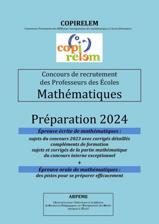Annales COPIRELEM pour préparer le CRPE 2024 - version pdf adhérents